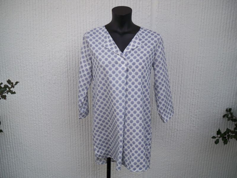 Vit Blå Mönstrad Tunika Hubel Ze-Ze