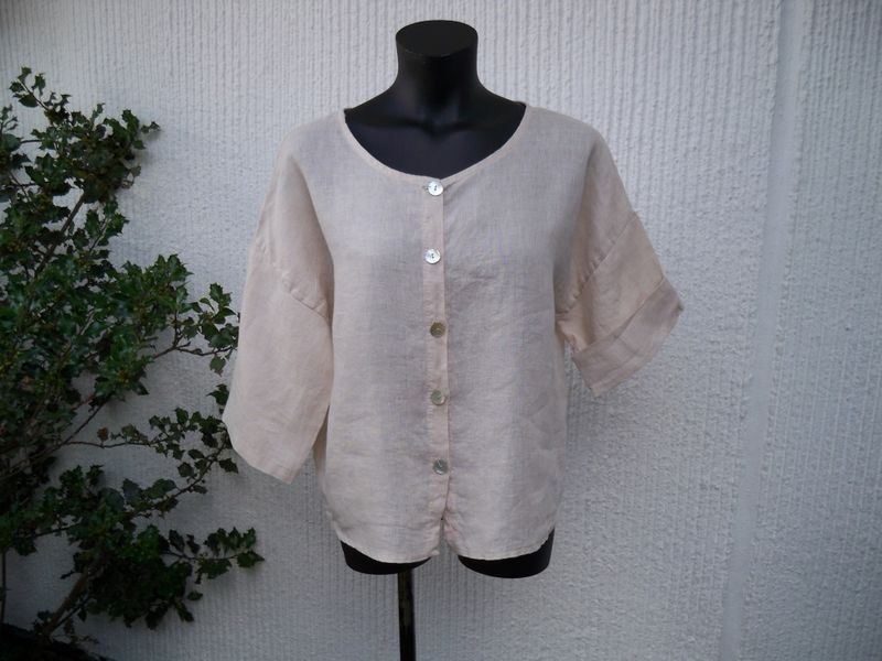 Beige Tunn Linnejacka. Puro Lino