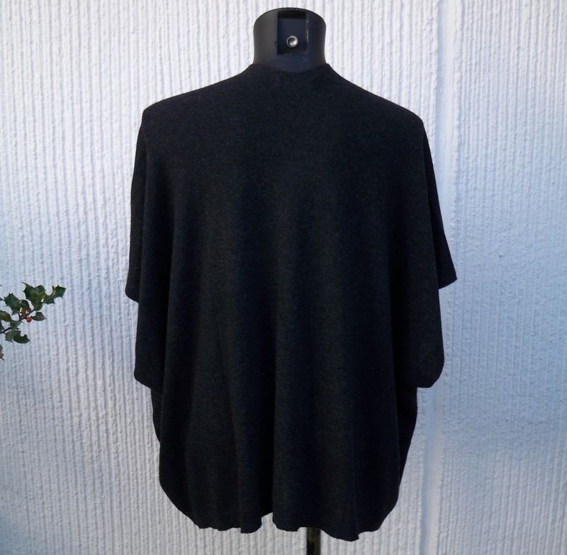 Stickad Antracitgrå Väst Kofta Kashmir Ullmix