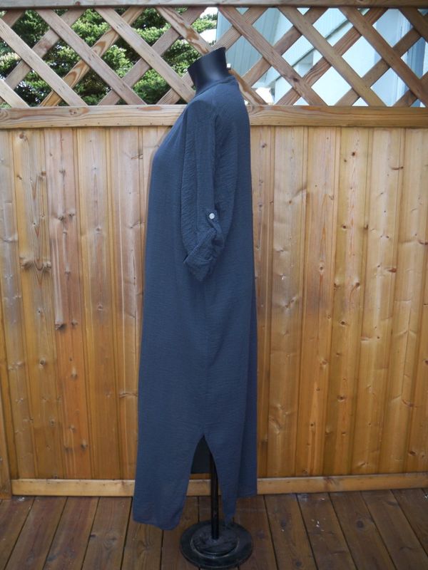 Grå Lång Kimono Blus Bomullsmuslin