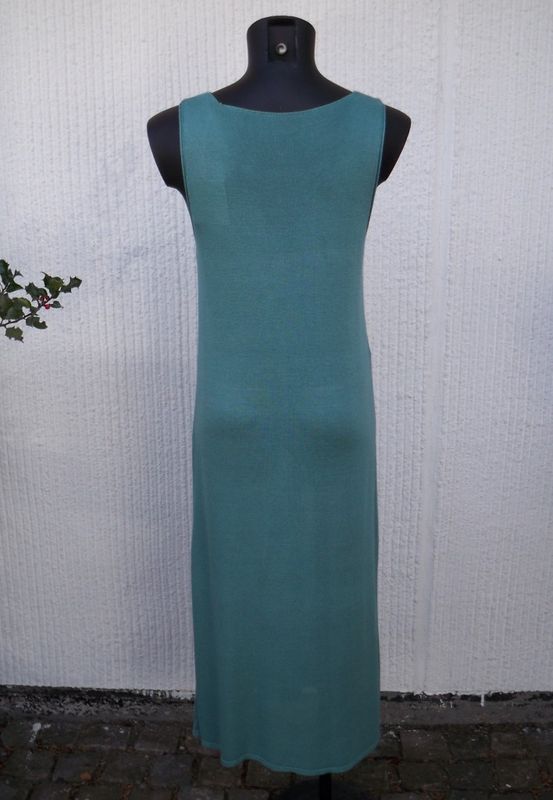 Turkos Lång Ärmlös Klänning Finstickad Lin/viskos
