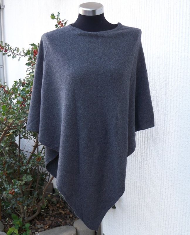 Grå Poncho Ull-Kashmir Mix