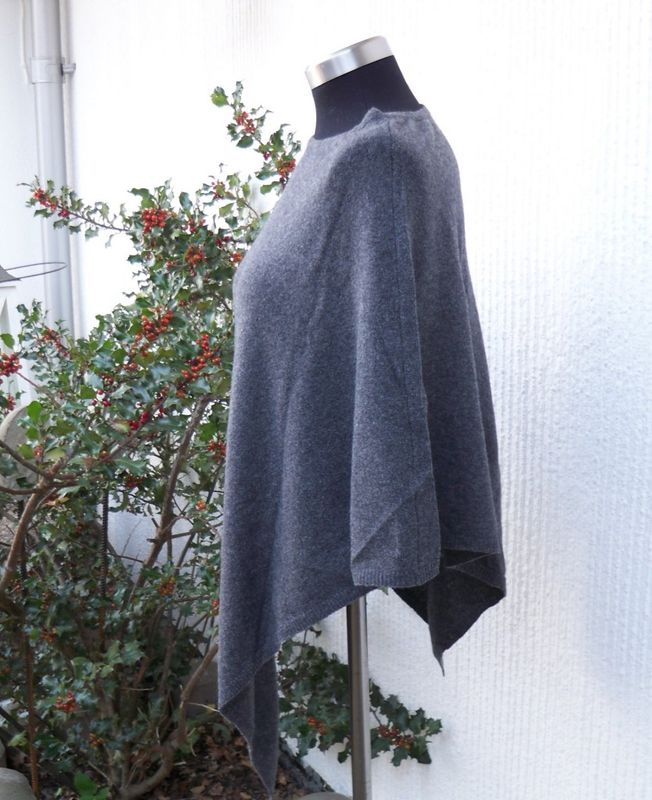 Grå Poncho Ull-Kashmir Mix