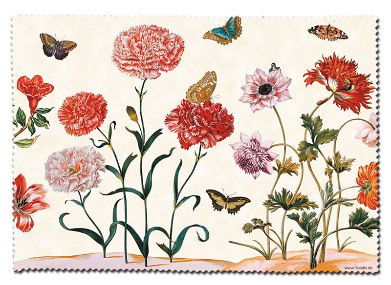 Hårt Glasögonfodral med putsduk. Maria Sibylla Merian