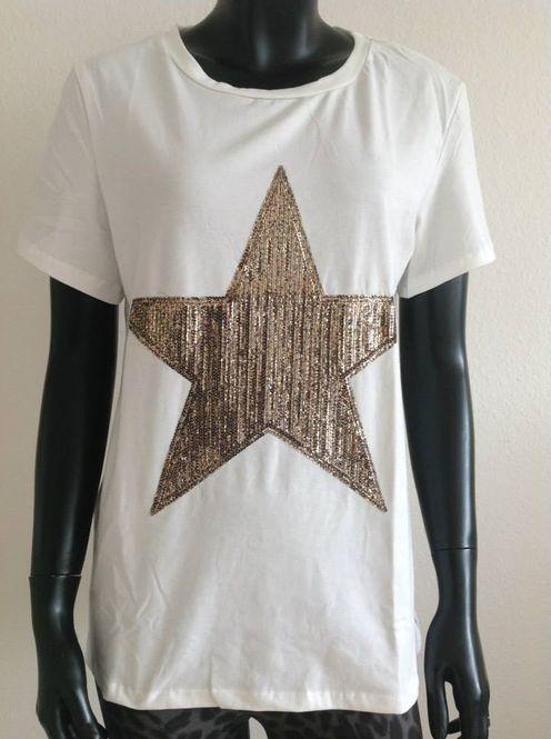 Huvudbild T-shirt Vit med paljettstjärna