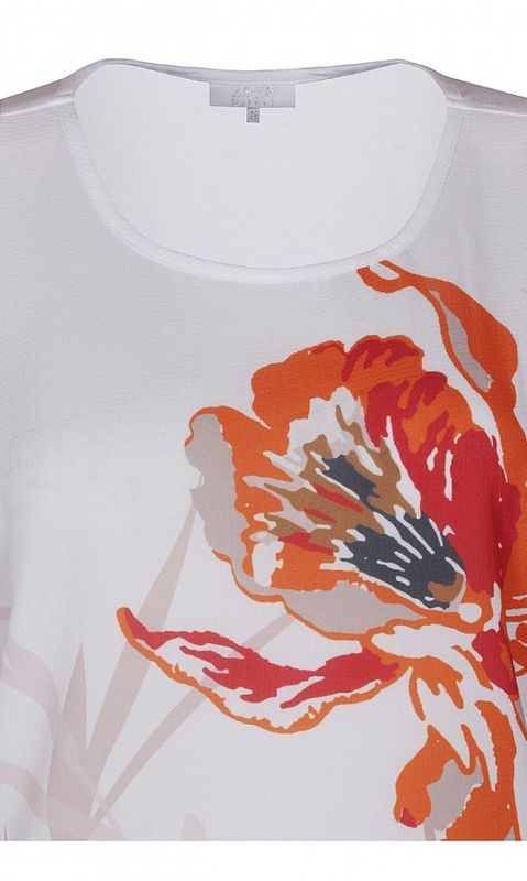 Naturvit Topp Med Orange Mönster Ze-Ze