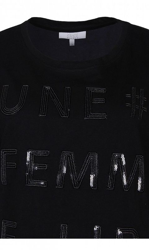 Svart T-shirt Med Paljett text