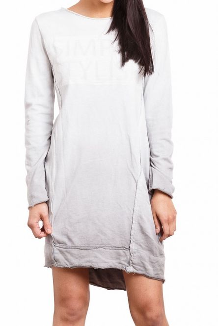 Huvudbild Elenia Grå Klänning Med Lång Ärm Och Print