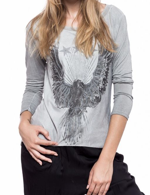 Huvudbild Grå långärmad topp med print