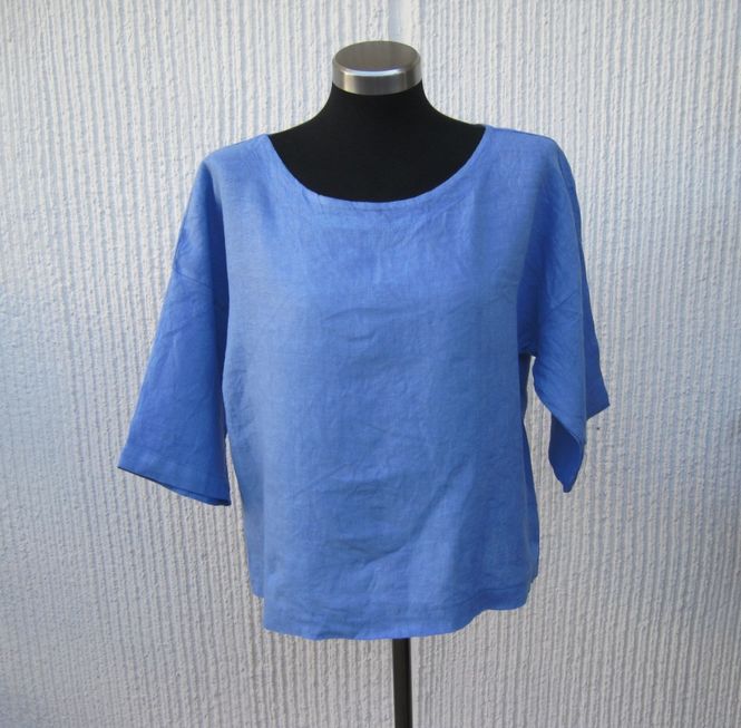 Huvudbild Jeansblå Linneblus. Puro Lino.