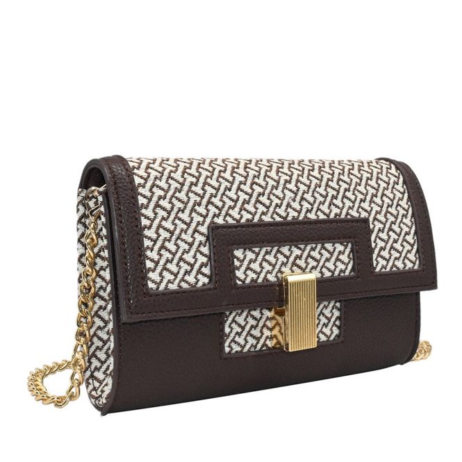 Huvudbild Brun liten mönstrad kuvertväska clutch med ...