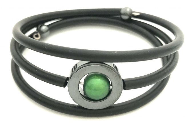 Huvudbild Gummiarmband Dilba Hematit/Grön. Magnani ...