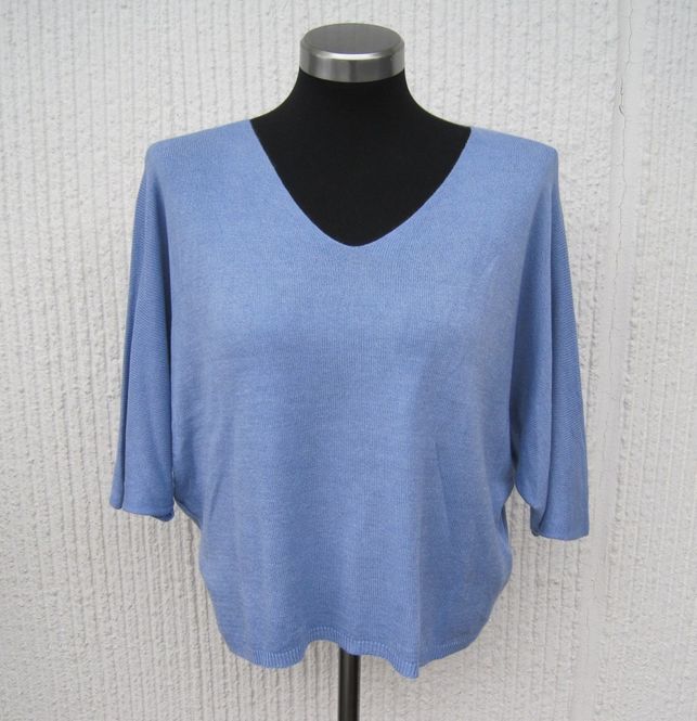 Huvudbild Blå Finstickad Tröja Med Kort Ärm