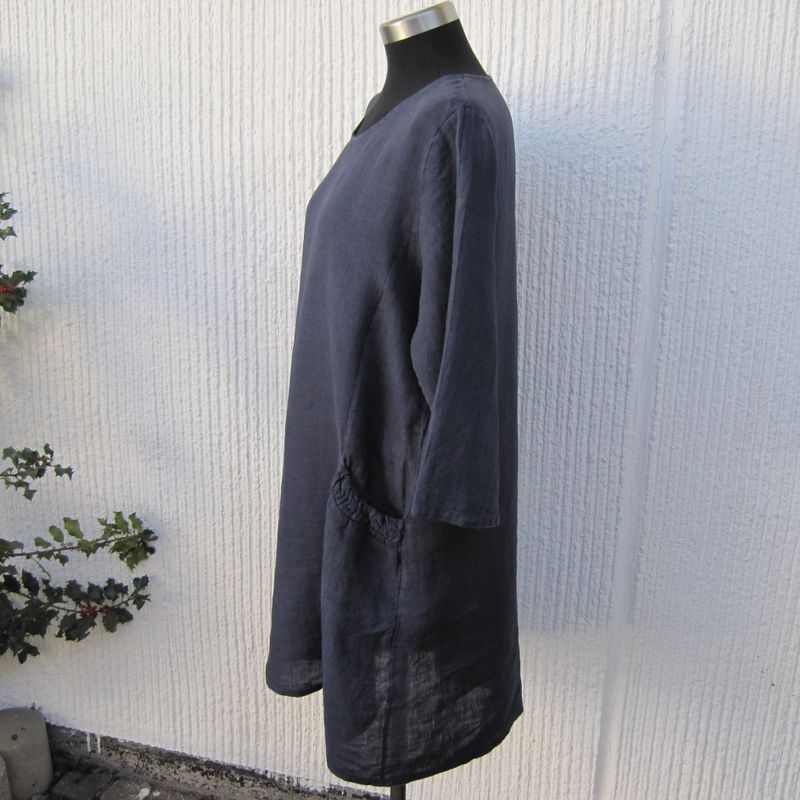 Mörkblå Linneklänning