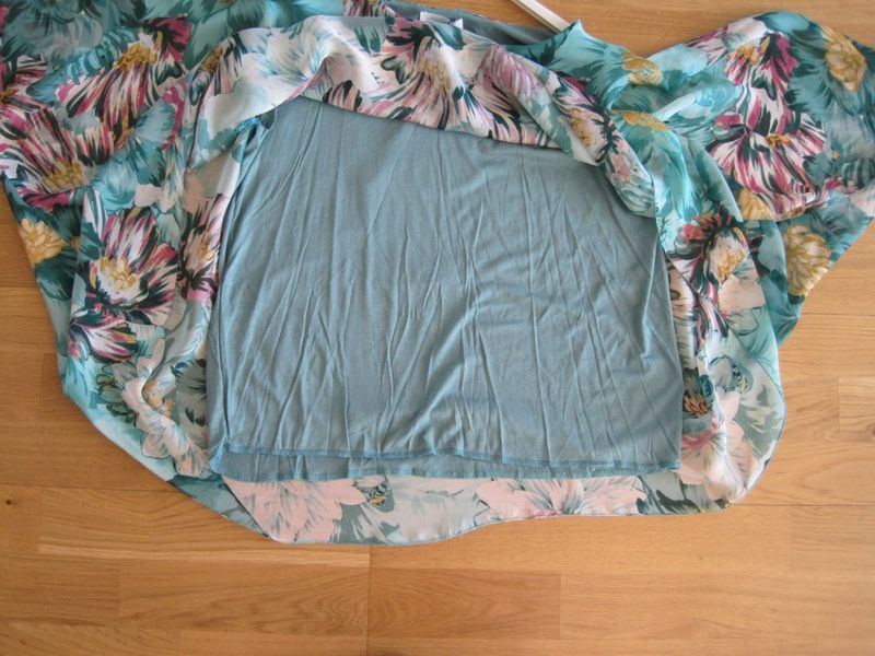 Turkos Blommig Silkeblus