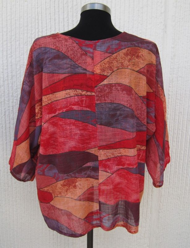 Röd Mönstrad Bomullsblus