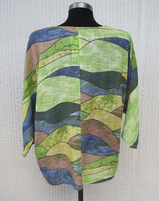 Limegrön Mönstrad Bomullsblus