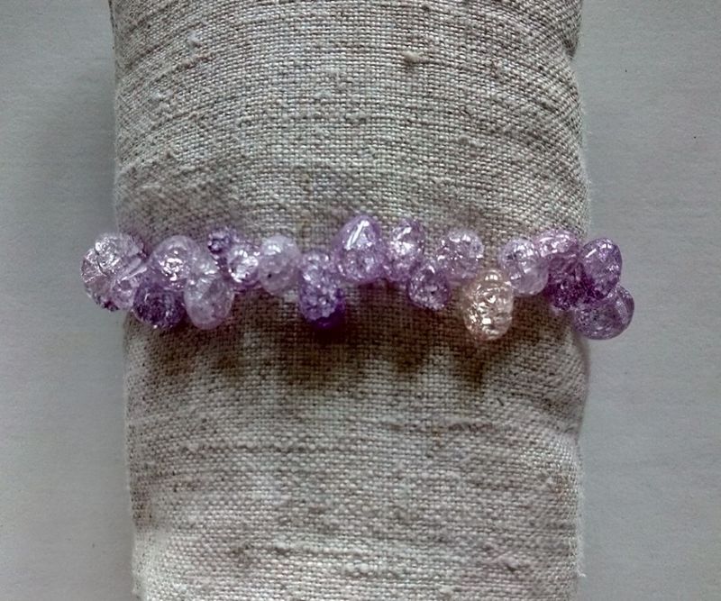 Elastiskt Armband Lila Bergkristaller