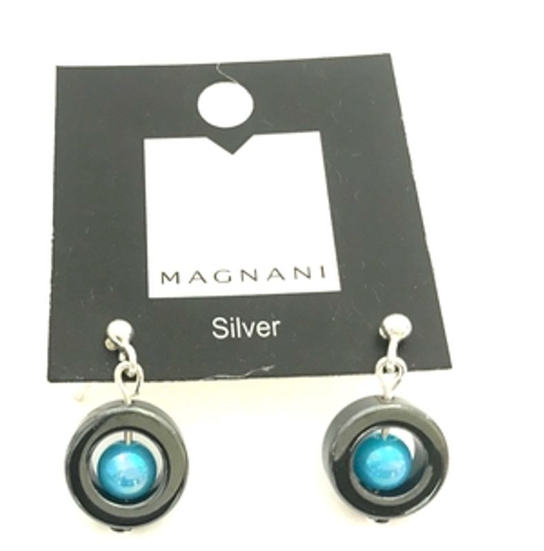 Örhängen Hematit Med Turkos Pärla  Iris Magnani Smyckesdesign