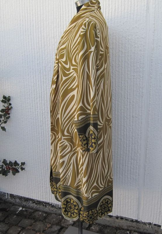 Mönstrad Kappa Kimono Olivgrön Ljusbeige