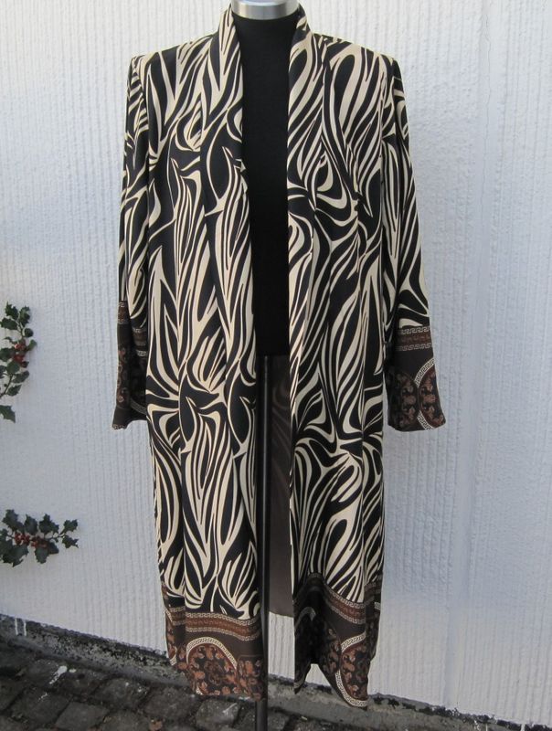 Mönstrad Kappa Kimono Svart Beige