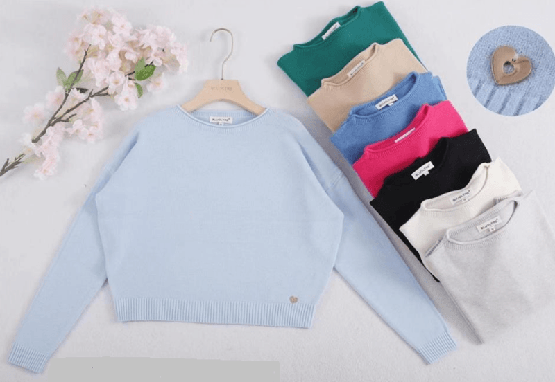 Ljusgrå Finstickad Tröja med lång ärm