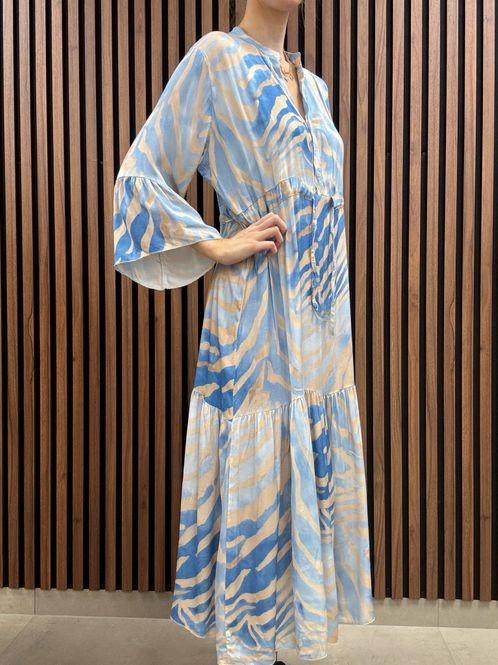 Huvudbild Gemini - Noor Blå Mönstrad Lång Klänning