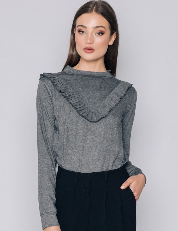 Grå Tröja Simone Frill Top Rut & Circle
