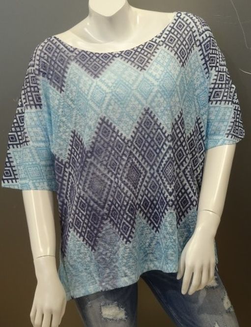 Huvudbild Mönstrad turkos topp