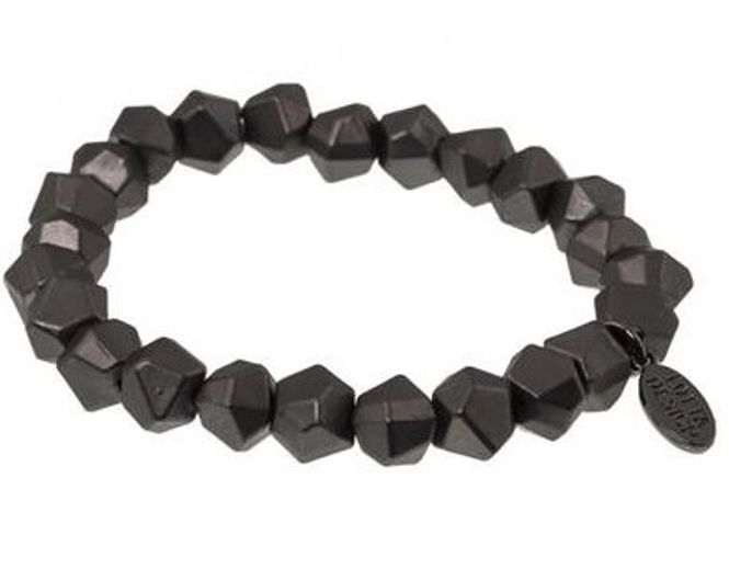 Huvudbild Elastiskt armband Grå metallpärlor. Lotta Design