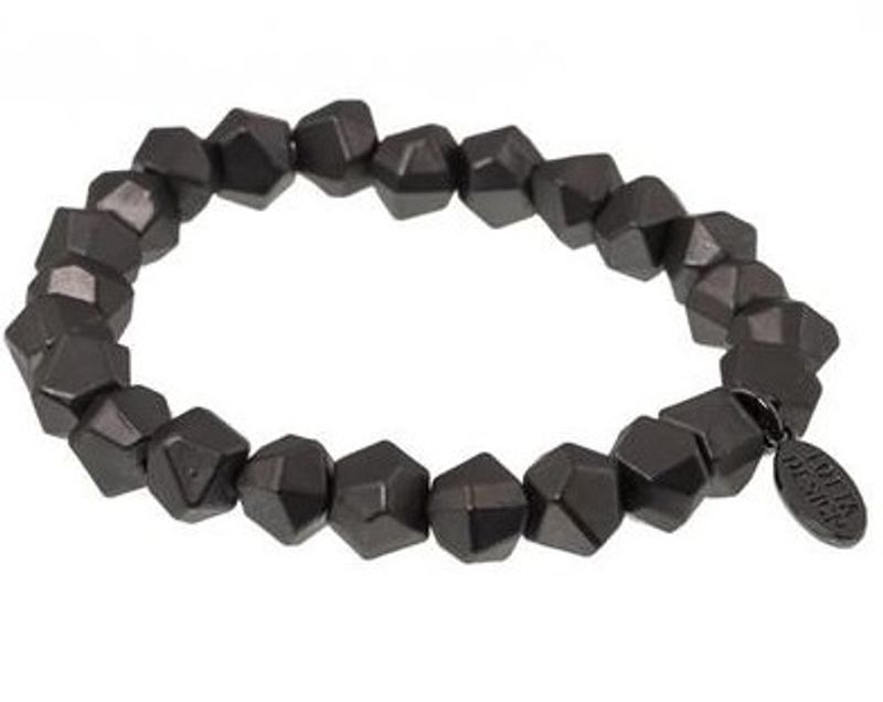 Elastiskt armband Grå metallpärlor. Lotta Design