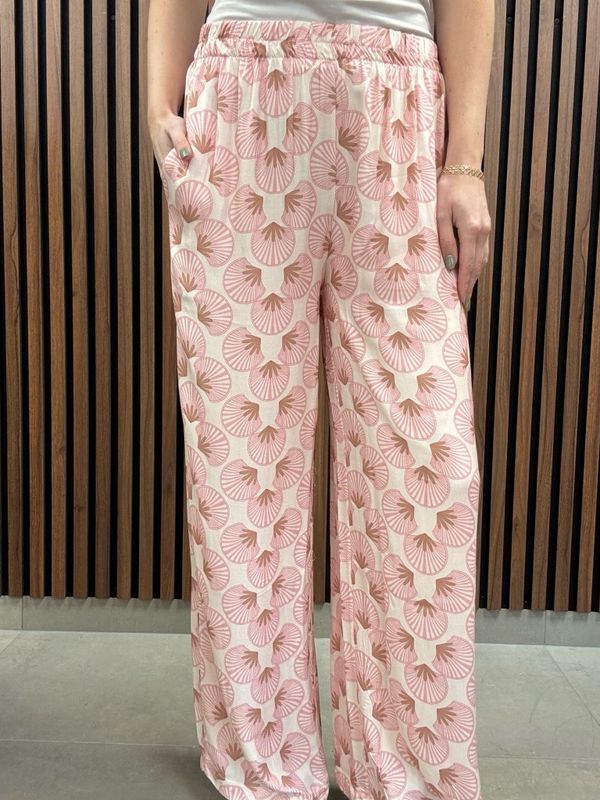 Gemini - Zilla Mönstrade Byxor Cremevit Rosa